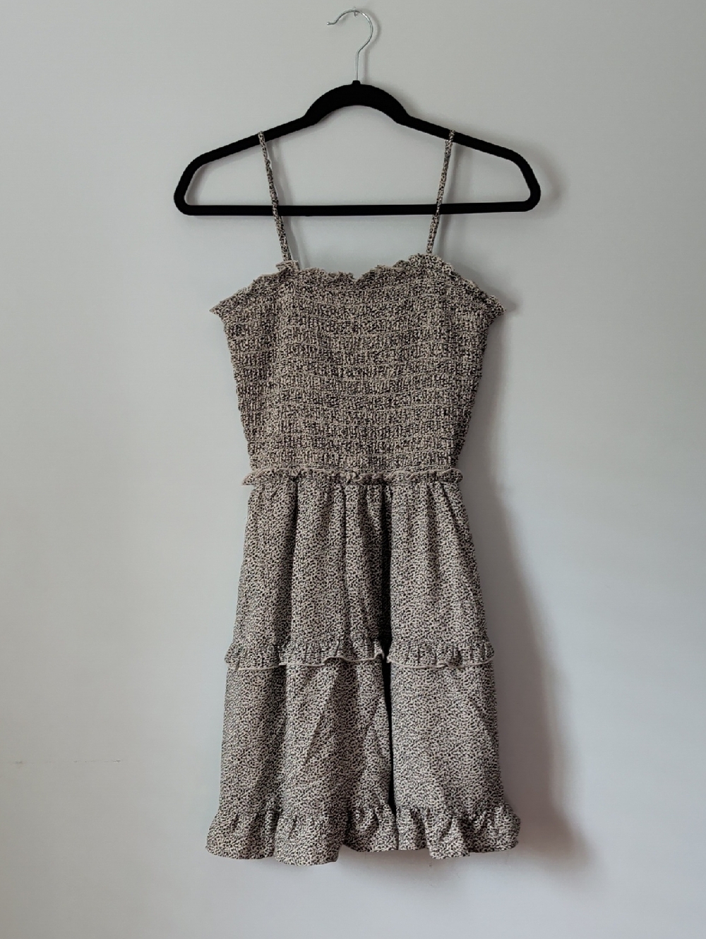 Sienna Sky Cream and Black Smocked Ruffle Mini Sundress